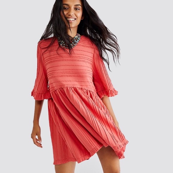 Free People Dresses & Skirts - Free people take a spin tunic orange pink short sleeve dress